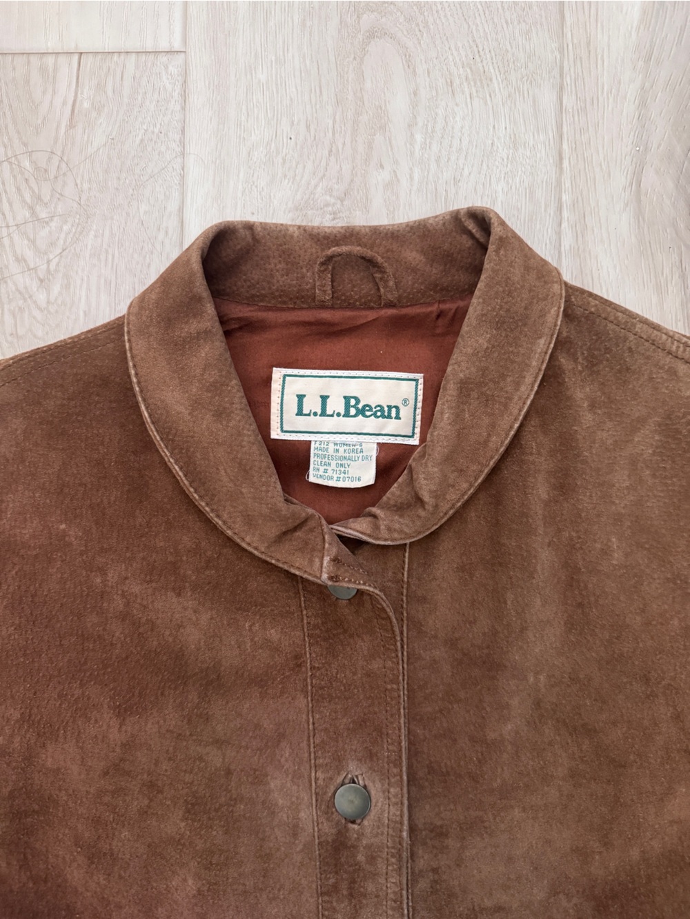 VTG L.L. Bean Genuine Suede Chore Coat Western Ranchwear Barn Jacket Size L/XL - Picture 5 of 8